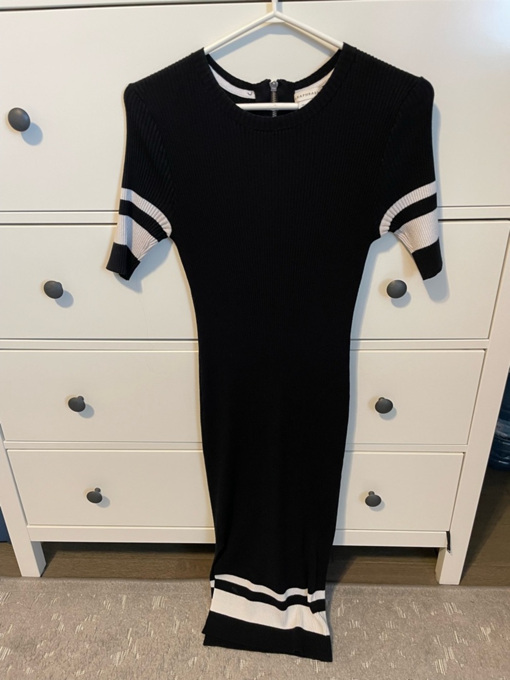 Black Bodycon Midi Ribbed Dress